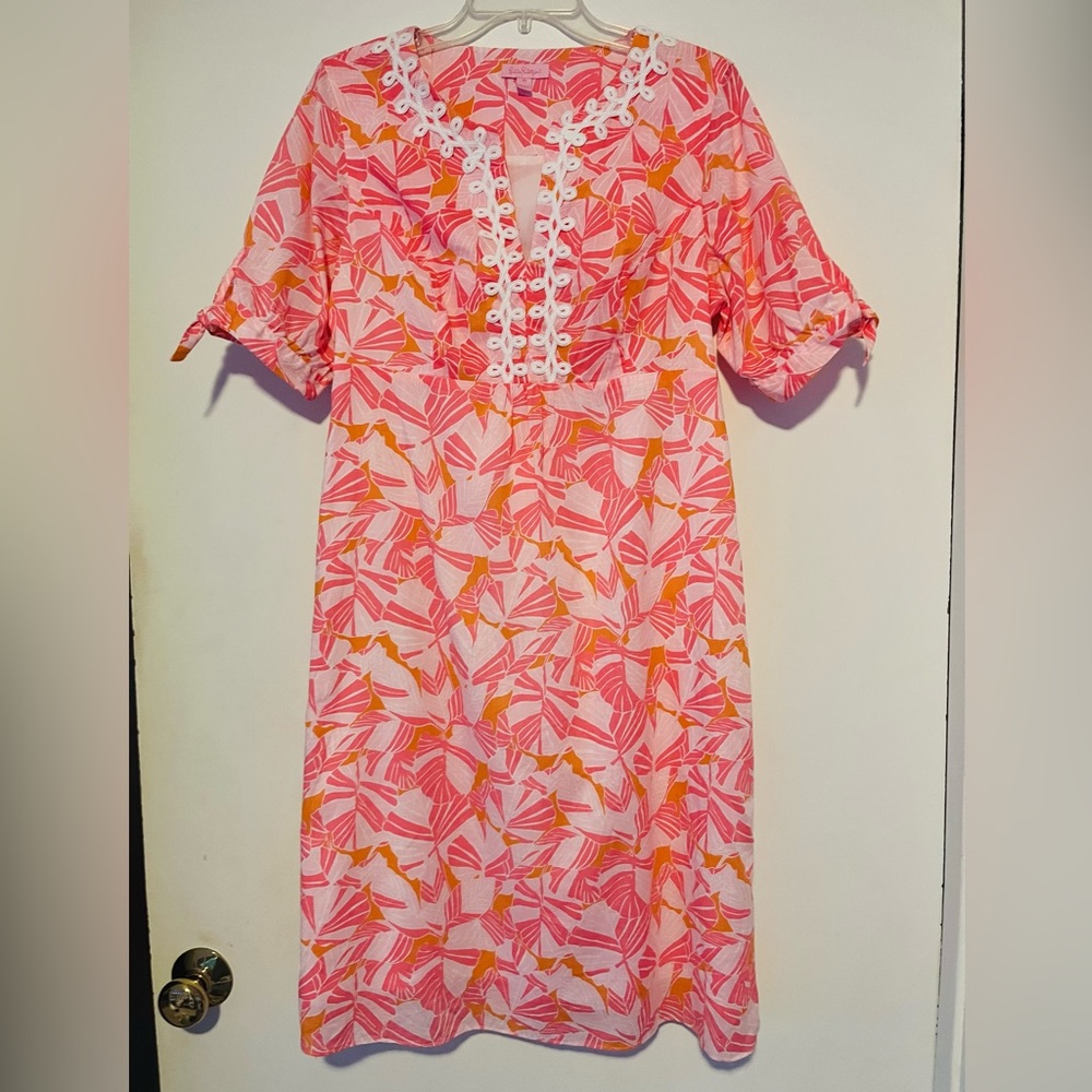 EUC Lilly Pulitzer Andover dress Keen Peach Leaf it to me 10